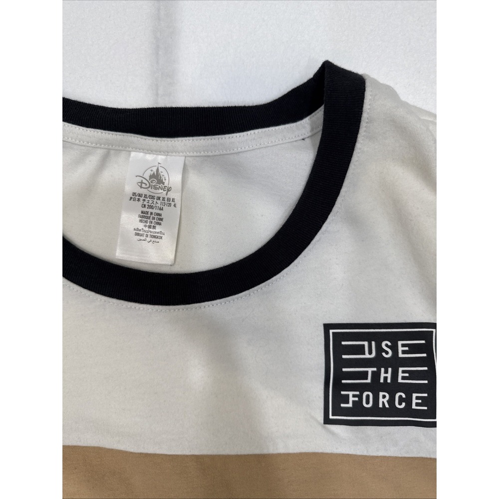 Disney Shirt Mens XL Long Sleeve White Tan Black Use The Force Star Wars